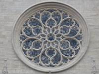 Lyon, Cathedrale St-Jean apres renovation, Facade, Rosace (1)